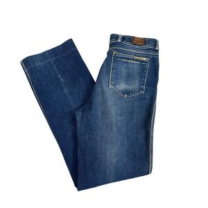 Vintage 70s Retro Zeppelin FLARE Blue Jeans Womens Size 30 X 31 Boho High Rise